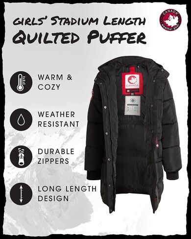 CANADA WEATHER GEAR Girls’ Winter Coat – Stadium Length Quilted Puffer Parka Jacket (7-16) in Kuwait