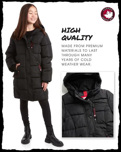 CANADA WEATHER GEAR Girls’ Winter Coat – Stadium Length Quilted Puffer Parka Jacket (7-16) in Kuwait