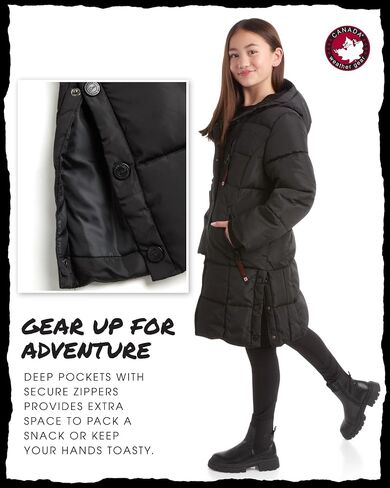 CANADA WEATHER GEAR Girls’ Winter Coat – Stadium Length Quilted Puffer Parka Jacket (7-16) in Kuwait