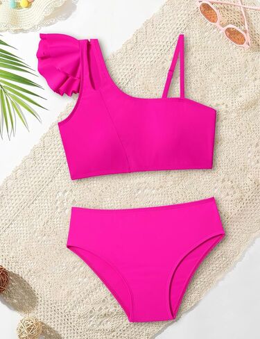 Doumlop Girls Swimsuits Bikini Set, Kids Bathing Suit for Girls Ruffle Two Piece Girls' Swimwear with Adjustable Strap in Saudi Arabia