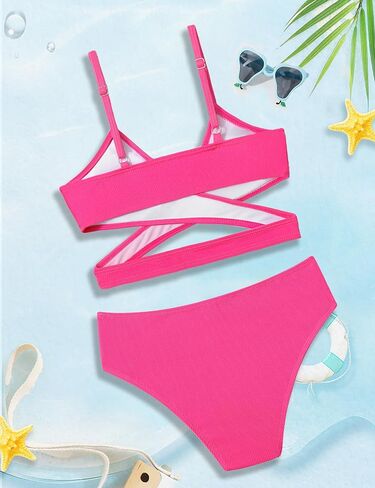 Doumlop الفتيات ملابس السباحة بيكيني مجموعة، متقاطع مايوه للفتيات قطعتين ملابس السباحة بلون الفتيات ملابس السباحة in Kuwait