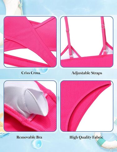 Doumlop الفتيات ملابس السباحة بيكيني مجموعة، متقاطع مايوه للفتيات قطعتين ملابس السباحة بلون الفتيات ملابس السباحة in Kuwait