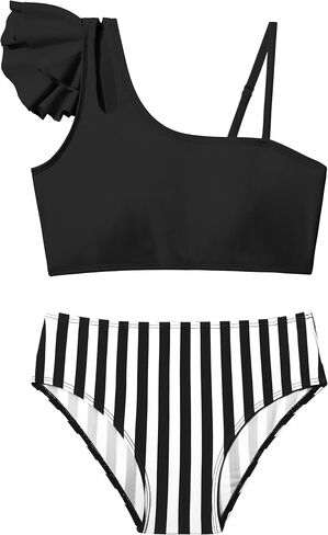 Doumlop Girls Swimsuits Bikini Set, Kids Bathing Suit for Girls Ruffle Two Piece Girls' Swimwear with Adjustable Strap in Saudi Arabia