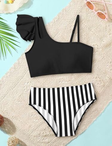 Doumlop Girls Swimsuits Bikini Set, Kids Bathing Suit for Girls Ruffle Two Piece Girls' Swimwear with Adjustable Strap in Saudi Arabia