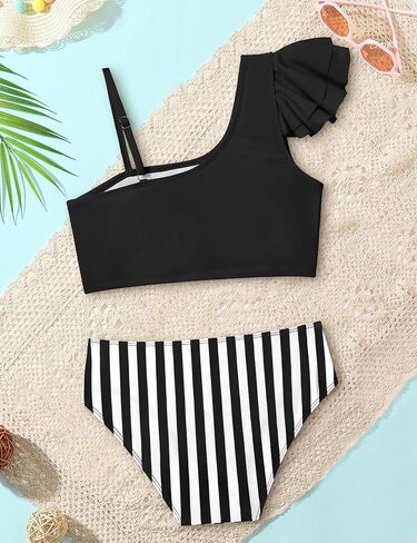 Doumlop Girls Swimsuits Bikini Set, Kids Bathing Suit for Girls Ruffle Two Piece Girls' Swimwear with Adjustable Strap in Saudi Arabia