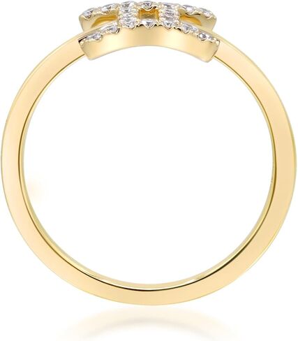 Gin & Grace Gemini Sun Sign Zodiac 14K Yellow Gold Natural White Diamond Ring for women | Ethically, authentically & organically sourced (Round-cut) shaped Diamond hand-crafted jewelry for her | Diamond Ring for women in Saudi Arabia