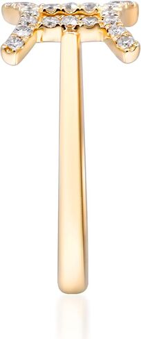 Gin & Grace Gemini Sun Sign Zodiac 14K Yellow Gold Natural White Diamond Ring for women | Ethically, authentically & organically sourced (Round-cut) shaped Diamond hand-crafted jewelry for her | Diamond Ring for women in Saudi Arabia