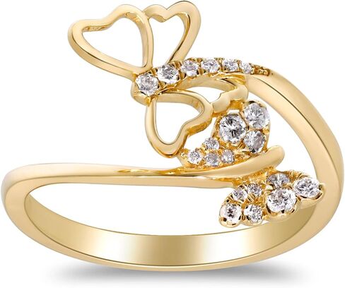 Gin & Grace 14K Yellow Gold Natural white diamond Ring for women| The Ring is designed by the Smithsonian| Diamond Ring for Girl, Women and her. in Saudi Arabia