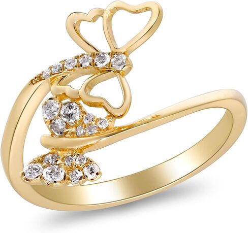 Gin & Grace 14K Yellow Gold Natural white diamond Ring for women| The Ring is designed by the Smithsonian| Diamond Ring for Girl, Women and her. in Saudi Arabia