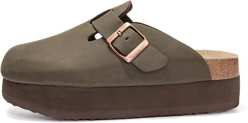 Women's Suede Clogs Cork Footbed Sandals Comfort Platform Mules with Arch Support Adjustable Buckle Slip On Slippers in Saudi Arabia