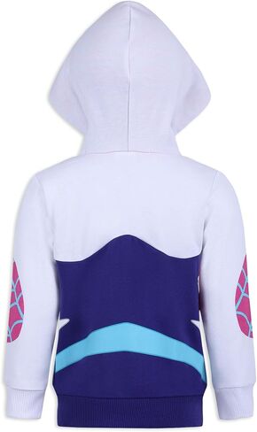 طقم سويت شيرت وسروال بغطاء للرأس بسحاب من Marvel Girls Spider-Gwen Ghost Spider للأطفال الصغار - أرجواني/أبيض in Kuwait