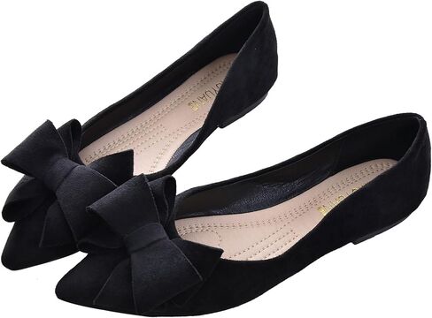 SAILING LU Bow-Knot Ballet Flats Womens Pointy Toe Flat Shoes Suede Dress Shoes Wear to Work Slip On Moccasins in Saudi Arabia