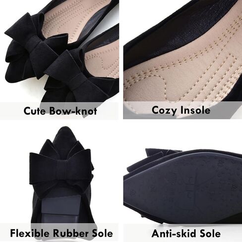 SAILING LU Bow-Knot Ballet Flats Womens Pointy Toe Flat Shoes Suede Dress Shoes Wear to Work Slip On Moccasins in Saudi Arabia
