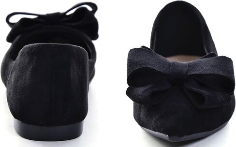 SAILING LU Bow-Knot Ballet Flats Womens Pointy Toe Flat Shoes Suede Dress Shoes Wear to Work Slip On Moccasins in Saudi Arabia