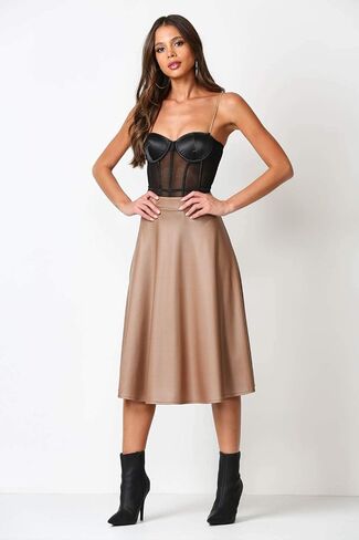 Cemi Ceri Women's J2 Love Faux Leather Flare Skirt in Saudi Arabia