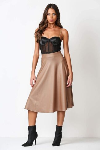 Cemi Ceri Women's J2 Love Faux Leather Flare Skirt in Saudi Arabia
