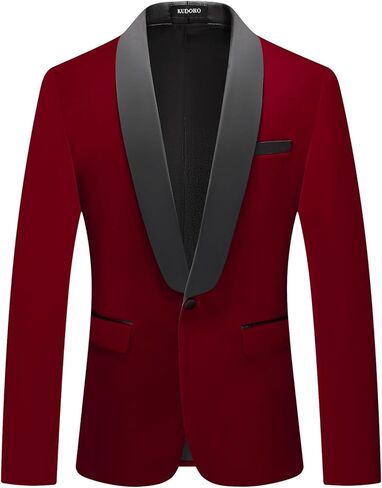 Mens Velvet Blazer Slim Fit Tuxedo Suits Jacket Shawl Collar Solid Jacket Wedding Dinner Prom One Button Blazer Jacket in Saudi Arabia