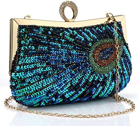 Rkrouco Peacock Evening Clutch Beaded Sequins Party Wedding Purse. in Saudi Arabia