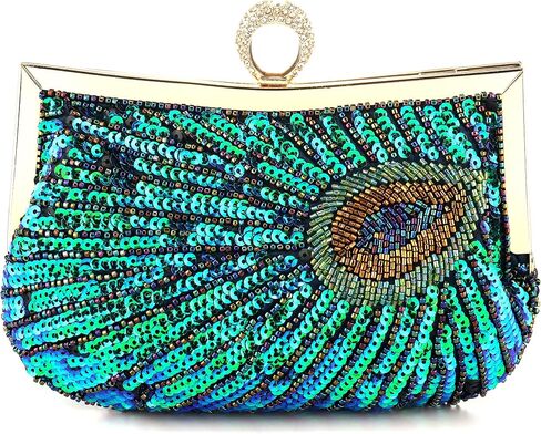 Rkrouco Peacock Evening Clutch Beaded Sequins Party Wedding Purse. in Saudi Arabia