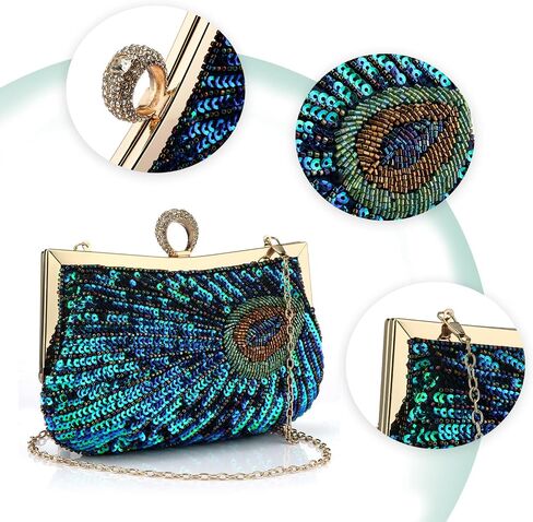 Rkrouco Peacock Evening Clutch Beaded Sequins Party Wedding Purse. in Saudi Arabia