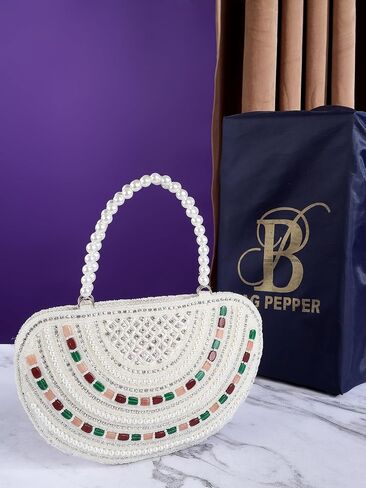 Bag Pepper Letest Handicraft Embroidered Bridal Handbag/Shoulder Bag| Purse Clutch Latest Fashion for Women & Girls in Saudi Arabia