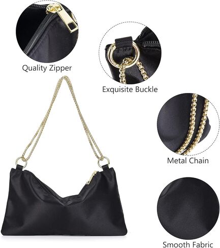 ChuLian Women Satin Evening Handbag Shoulder Bag Wedding Prom Clutch Purse Elegant Evening Bag for Wedding Prom Bridal in Kuwait