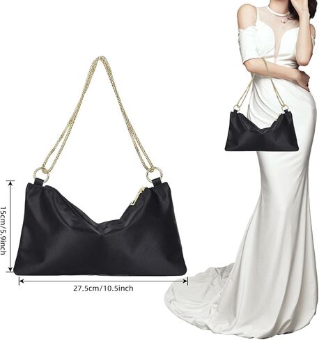 ChuLian Women Satin Evening Handbag Shoulder Bag Wedding Prom Clutch Purse Elegant Evening Bag for Wedding Prom Bridal in Kuwait