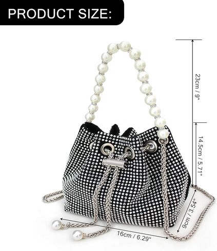 حقيبة يد من iSamzan للسهرات للنساء بحجر الراين البراق واللؤلؤ ومحفظة فضية للحفلات والنوادي وحفلات الزفاف وحفلات الكوكتيل in Kuwait