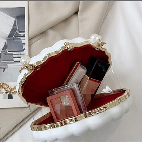 IAMUHI Lovely Shell Handbag Purse Beaded Evening Bag Chain Cross-body Clutch Purse in Saudi Arabia