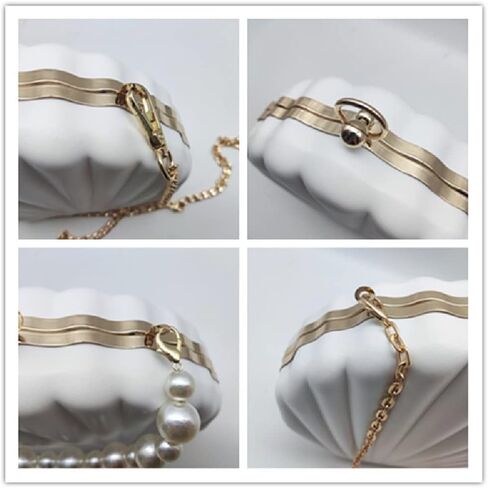 IAMUHI Lovely Shell Handbag Purse Beaded Evening Bag Chain Cross-body Clutch Purse in Saudi Arabia