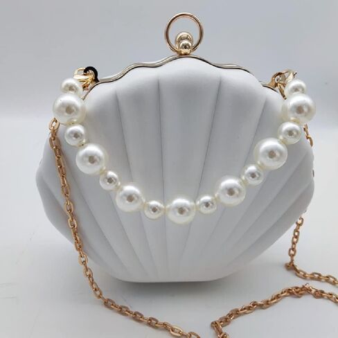 IAMUHI Lovely Shell Handbag Purse Beaded Evening Bag Chain Cross-body Clutch Purse in Saudi Arabia
