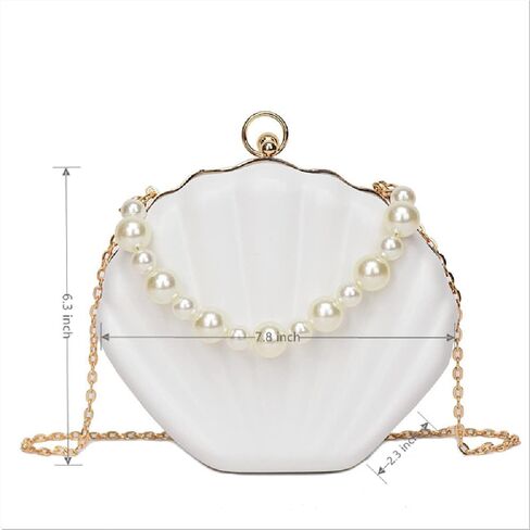 IAMUHI Lovely Shell Handbag Purse Beaded Evening Bag Chain Cross-body Clutch Purse in Saudi Arabia
