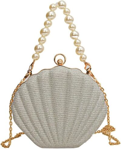 IAMUHI Lovely Shell Handbag Purse Beaded Evening Bag Chain Cross-body Clutch Purse in Saudi Arabia