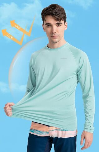 Moikrakki UPF50+ Rash Guard for Men - Long Sleeve Sun Shirts for Men Sun Protection Breathable Quick Dry Fishing Shirt in Saudi Arabia