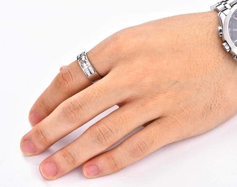 YL Men's Wedding Band Engagement Ring 925 Sterling Silver 5x7.8mm Flat Cut Black Zirconia Ring Anniversary Jewelry in Kuwait