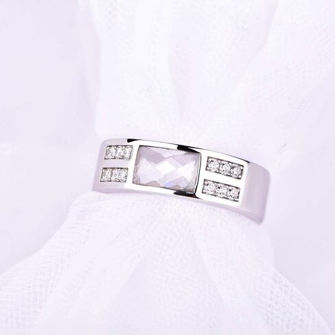 YL Men's Wedding Band Engagement Ring 925 Sterling Silver 5x7.8mm Flat Cut Black Zirconia Ring Anniversary Jewelry in Kuwait