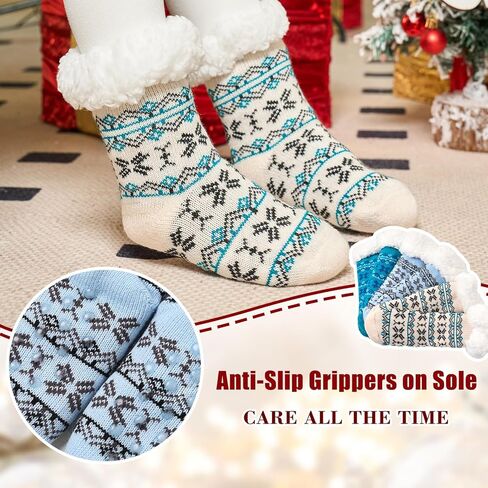 Boys Winter Fuzzy Socks for Kids Boys Warm Fluffy Socks Thick Thermal Floor Socks with Grips for Home 3 Pack in Kuwait