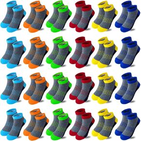 Tsmollyu 24 زوجًا من الجوارب للأولاد، جوارب رياضية للأطفال، جوارب رياضية منخفضة القطع، جوارب نصف مبطنة in Kuwait