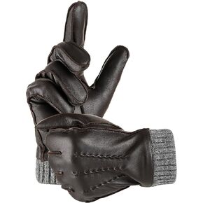 EGSSHOP Winter Warm Genuine Leather Gloves, Cashmere Lined Driving Motorcycle Gloves for Men in Kuwait