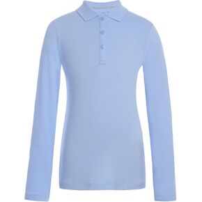 Tommy Hilfiger Little Long Sleeve Interlock Girls Fit Polo Shirt, Kids School Uniform Clothes in Saudi Arabia