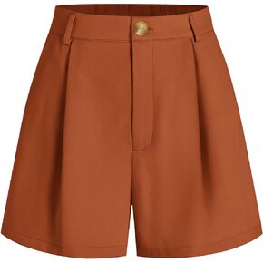KIRUNDO Women's Shorts 2024 Trendy Summer Dressy Elastic High Waisted Pleated Business Casual Work Shorts with Pockets