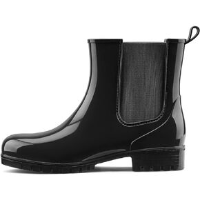 HISEA Short Rain Boots for Women, Waterproof Garden Shoes Anti-Slipping Ankle Chelsea Rainboots Rubber Rain Shoes for Ladies with Comfort Insole Lightweight Stylish Outdoor Work Booties