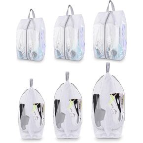 Hysagtek Shoe Bag, 6PCS Shoe Bags for Storage, Shoe Organizer Bag with Sturdy Zipper, 2 layers, 3 Different Sizes, Waterproof Shoe Bags for Travel, Gym, Closet in Kuwait