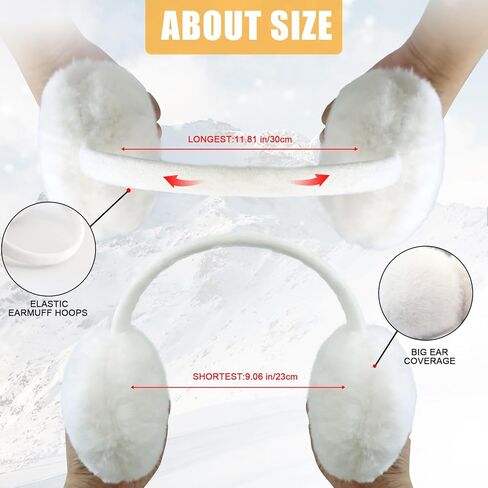 Winter Ear Muffs Women Fuzzy Earmuffs Faux Fur White Ear Warmers Girls Black Warm Ear Covers Fluffy Cute Pink Large in Kuwait