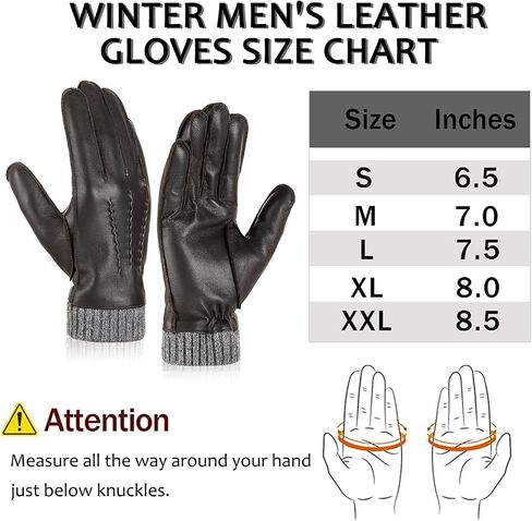 EGSSHOP Winter Warm Genuine Leather Gloves, Cashmere Lined Driving Motorcycle Gloves for Men in Kuwait