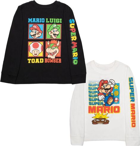 Nintendo Kids Super Mario Bros Mario & Luigi Boys Long Sleeve 2-Pack T-Shirt Bundle Set for Boys in Saudi Arabia