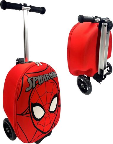 Fast Forward Kid’s Licensed 18" Ride-On Suitcase Scooter - Lightweight Carry-On Luggage Scooter With LED Light Up Wheels (Spider-Man) in Saudi Arabia