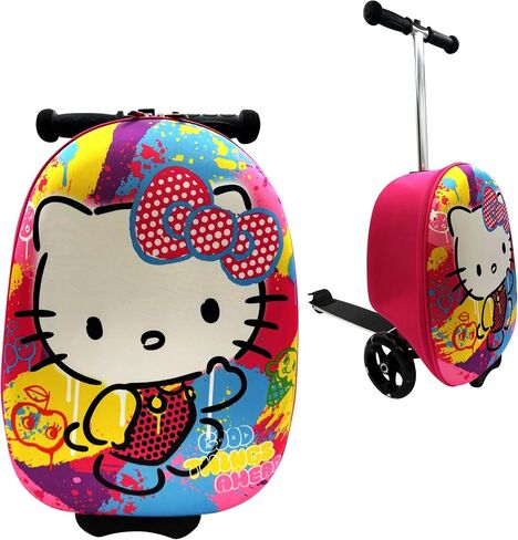 Fast Forward Kid’s Licensed 18" Ride-On Suitcase Scooter - Lightweight Carry-On Luggage Scooter With LED Light Up Wheels (Spider-Man) in Saudi Arabia
