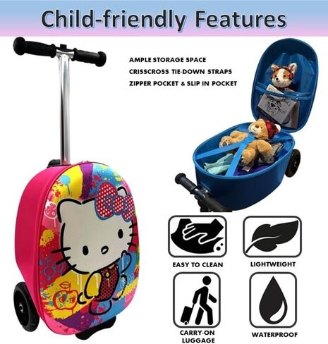 Fast Forward Kid’s Licensed 18" Ride-On Suitcase Scooter - Lightweight Carry-On Luggage Scooter With LED Light Up Wheels (Spider-Man) in Saudi Arabia