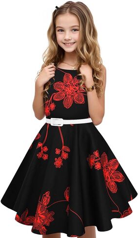HB HBB MAGIC Girls Vintage Dress 50s Retro Twirling Special Occasion Dresses Size 6-14 Sleeveless Kids Dress in Saudi Arabia